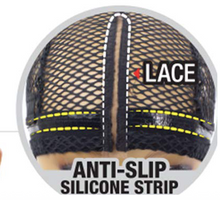 Load image into Gallery viewer, "Netted wig cap" with lace front 3 combs & silicon grip BLACK