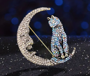 "Cat over the moon Brooch"❤️