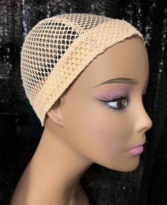 Crochet netted wig cap with lace front. 3 combs inside with silicon grip BLACK
