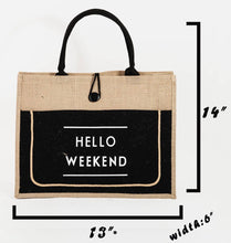 Load image into Gallery viewer, &quot;Large Burlap weekender&quot;❤️ Black &amp; Cream
