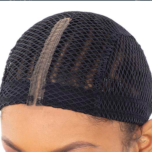 Crochet netted wig cap with lace front. 3 combs inside with silicon grip BLACK