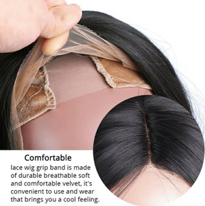 Velvet wig grip with Swiss lace insert for frontal lace wigs.  (Black)